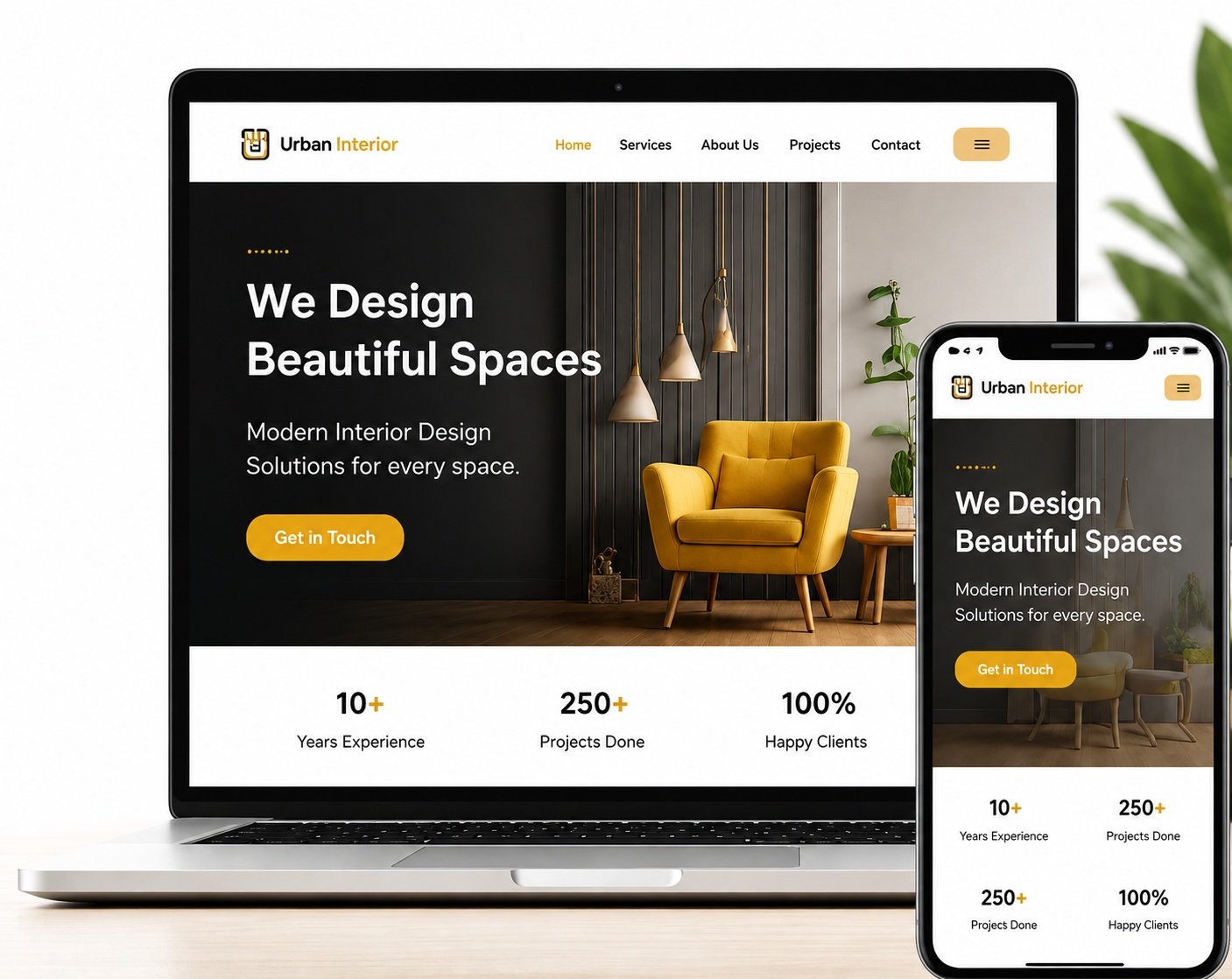 Business website on laptop and mobile